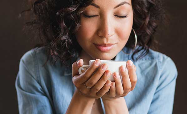 Enjoying the aroma of tea that hasn't expired