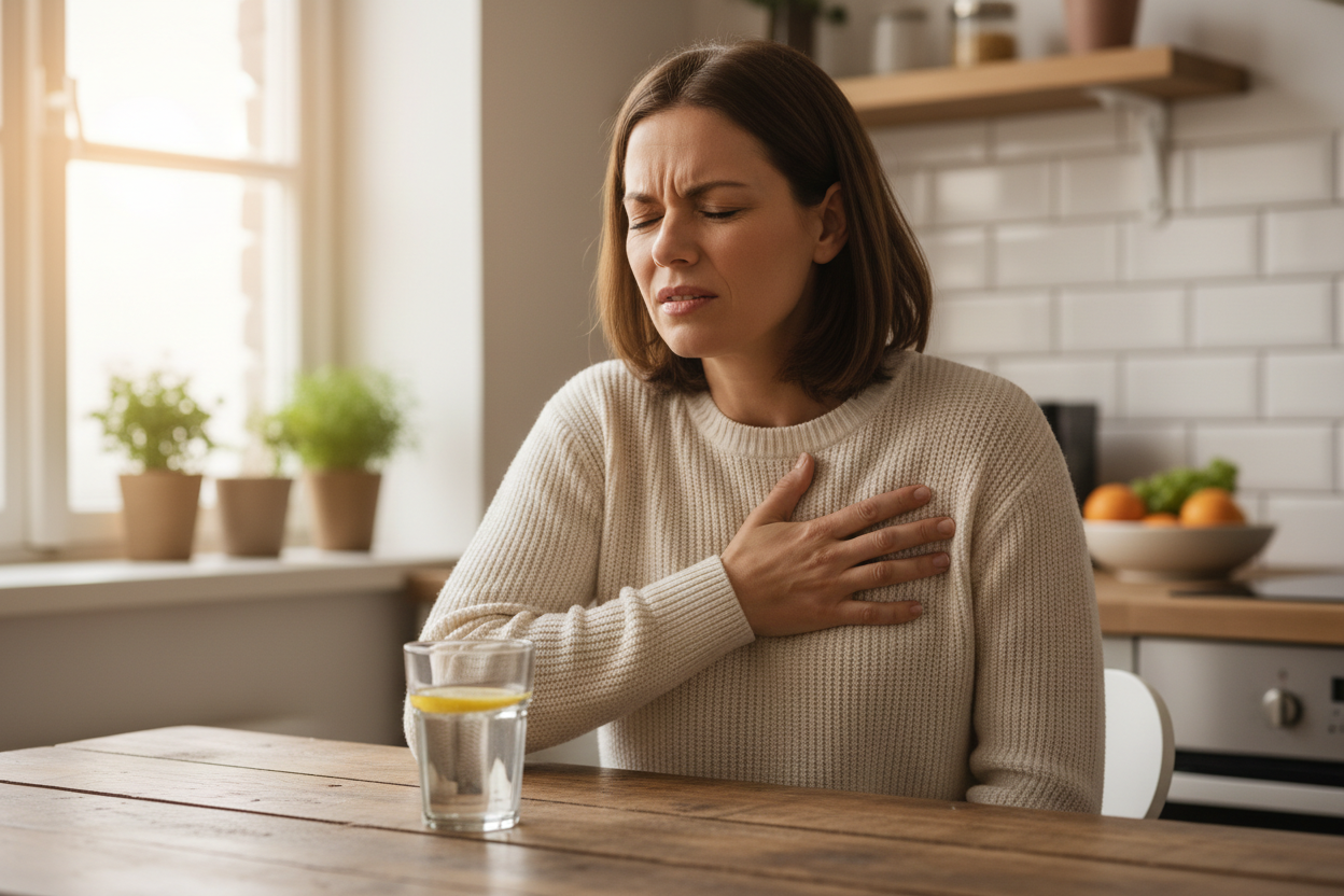 woman suffering from acid reflux