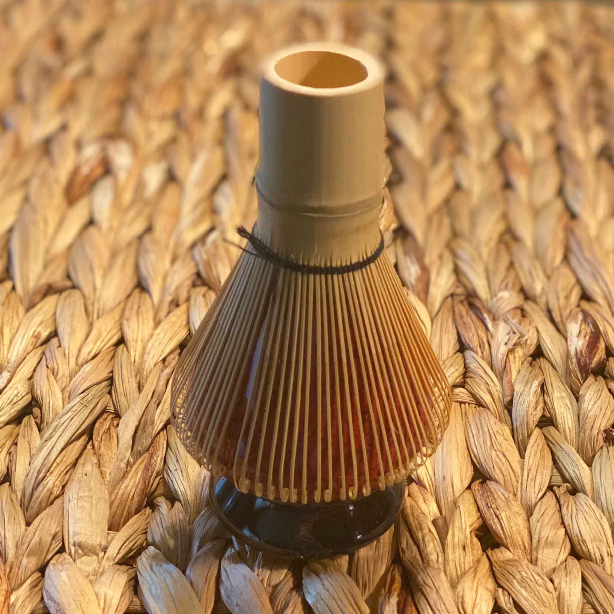 bamboo matcha whisk on holder