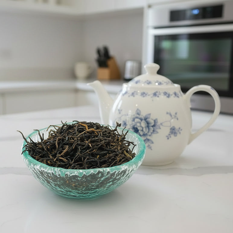 english breakfast tea in a dish