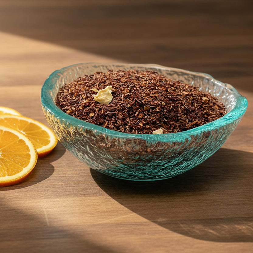 rooibos orange tea in dish