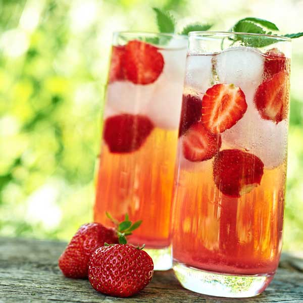 two glass of ices strawberry lemonade