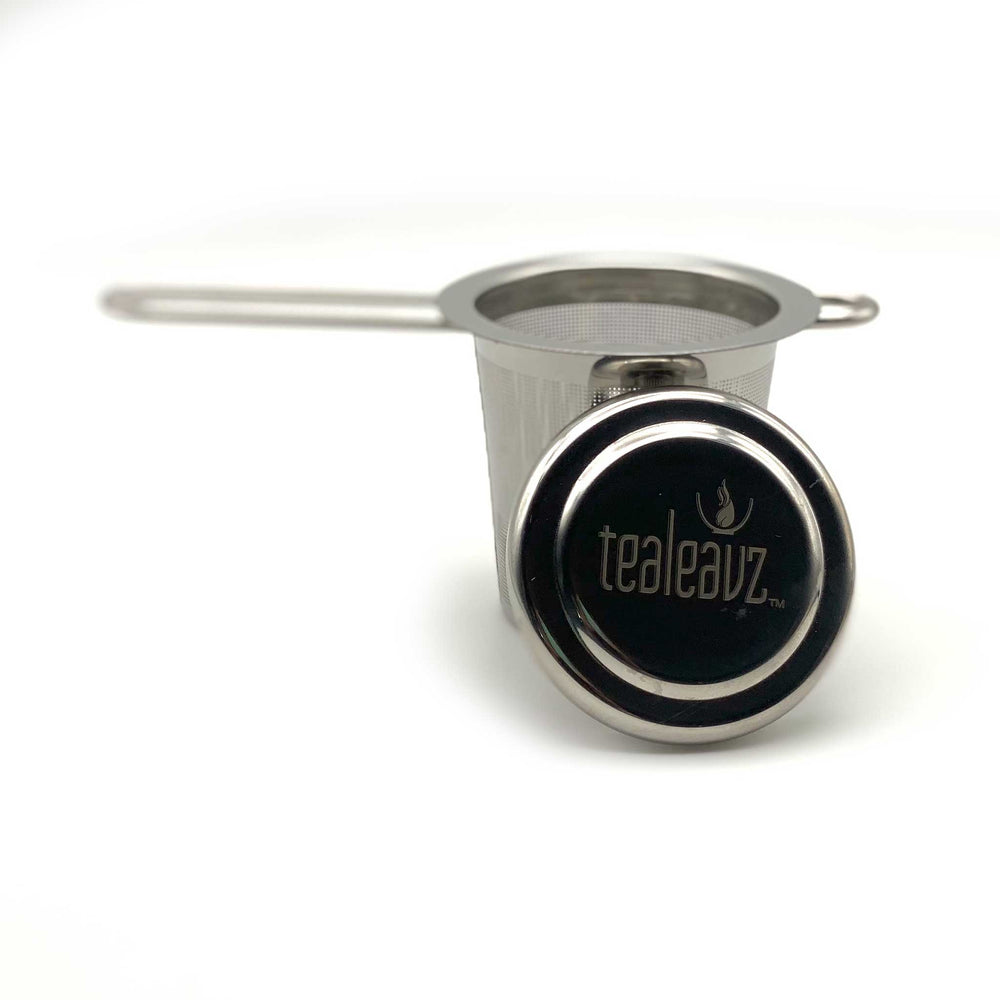 stainless steel tea basket or tea strainer with lid and handles