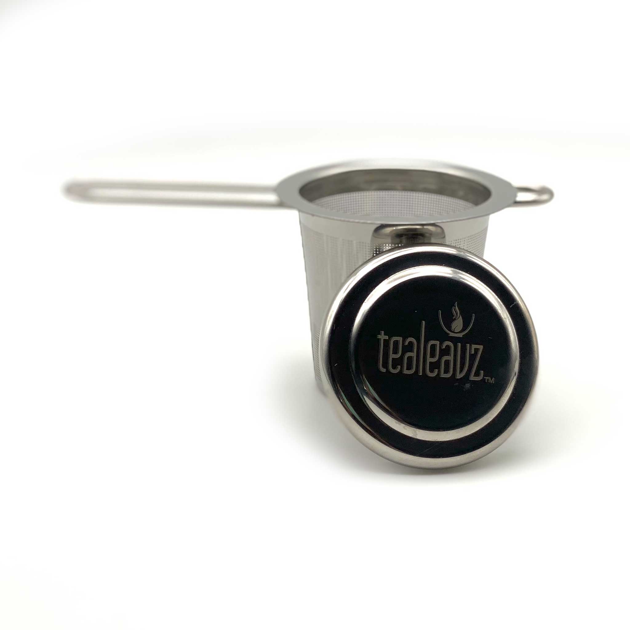 stainless steel tea basket or tea strainer with lid and handles