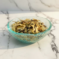 thai chai tea in glass dish